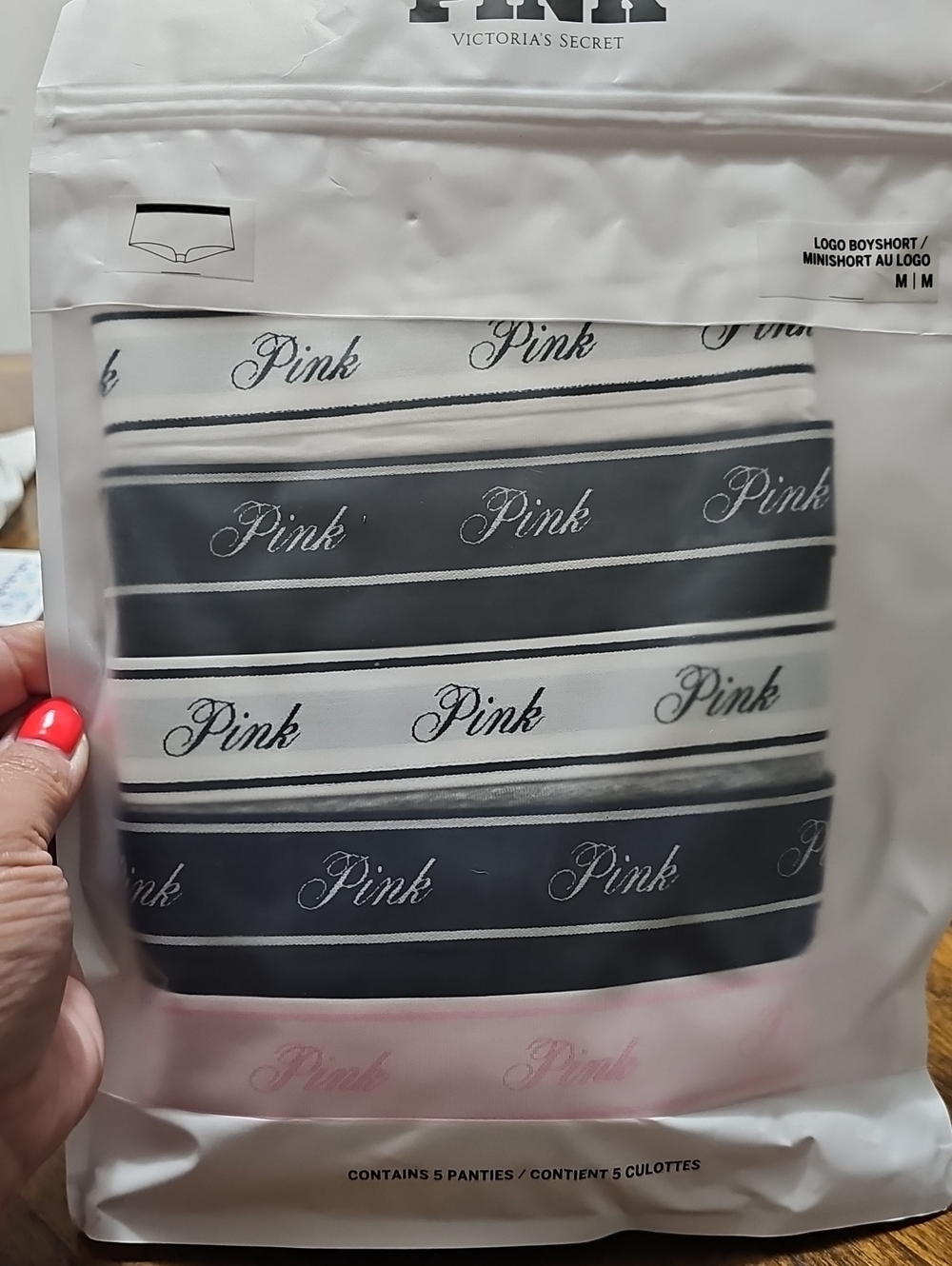 Victoria's Secret PINK Black, White & Light Pink Boyshorts Pack